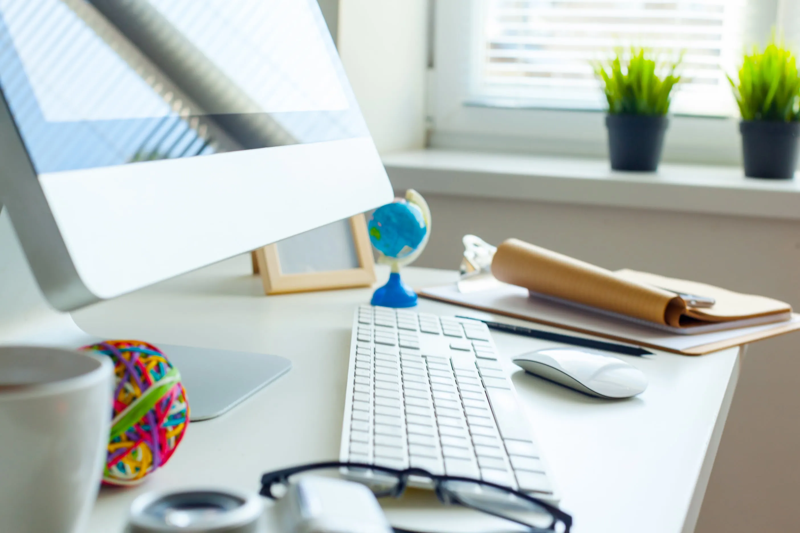 A clean, organized home office workspace